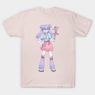 Menhera Girl With Ice Cream Sundae Yamikawaii CreepyCute T-Shirt